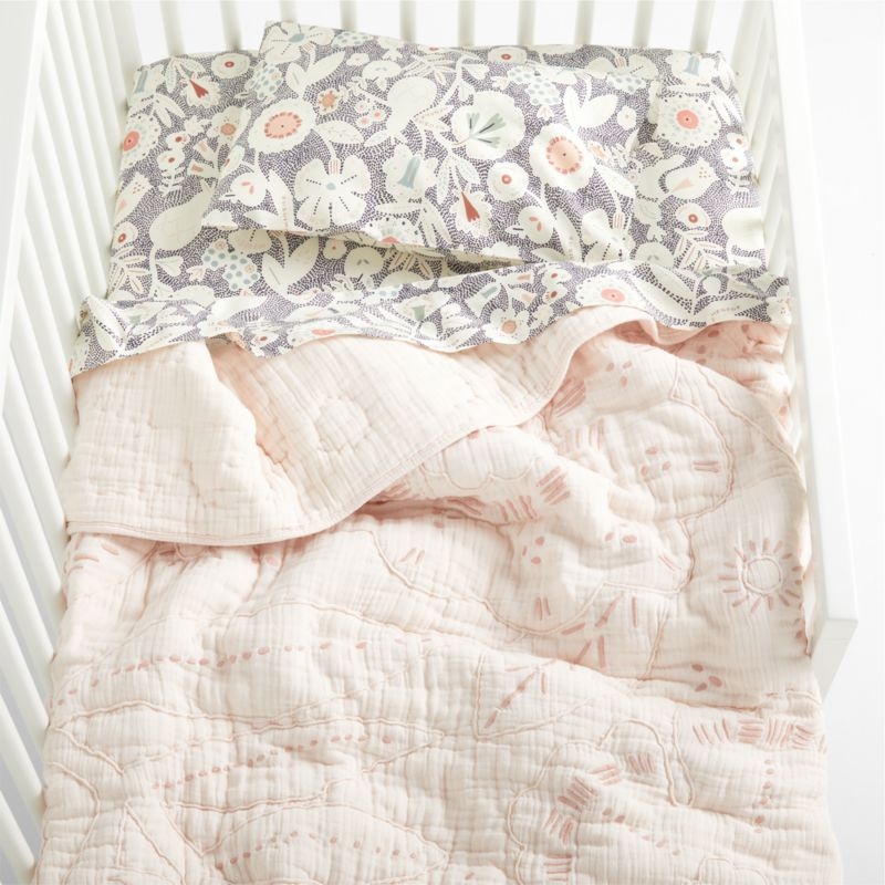 Paquita Pink Floral Baby Crib Quilt - Image 3
