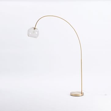 Acrylic Shade Overarching Floor Lamp Antique Brass Smoke Acrylic (76") - Image 1