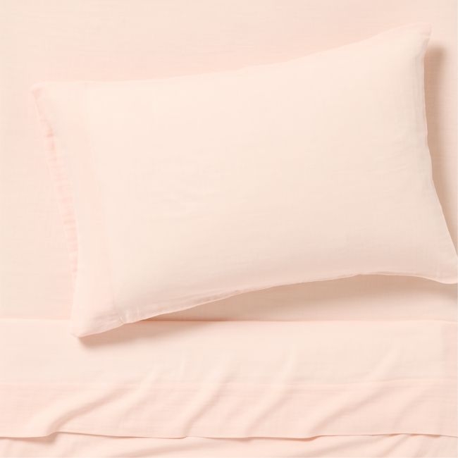 Supersoft Pale Pink Organic Cotton Gauze Kids Twin Sheet Set - Image 0