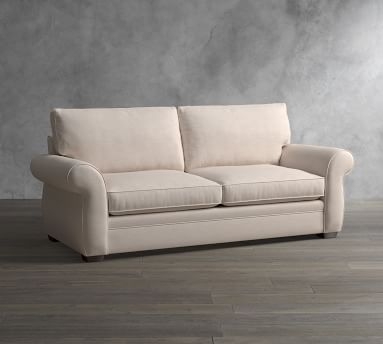 Pearce Roll Arm Upholstered Queen Sleeper Sofa 2X2, Down Blend Wrapped Cushions, Performance Boucle Oatmeal - Image 1