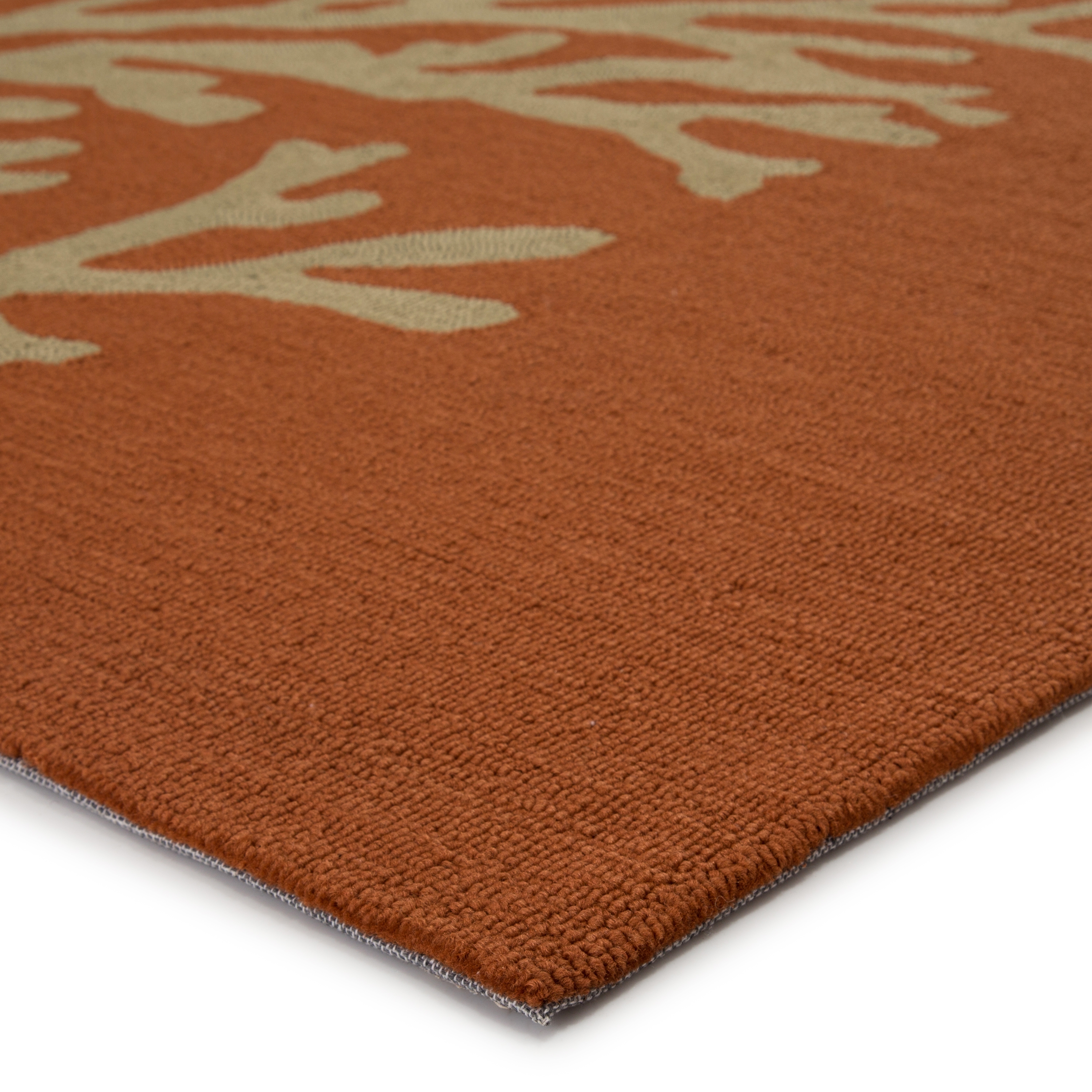 Bough Out Indoor/ Outdoor Floral Orange/ Taupe Area Rug (7'6" X 9'6") - Image 1