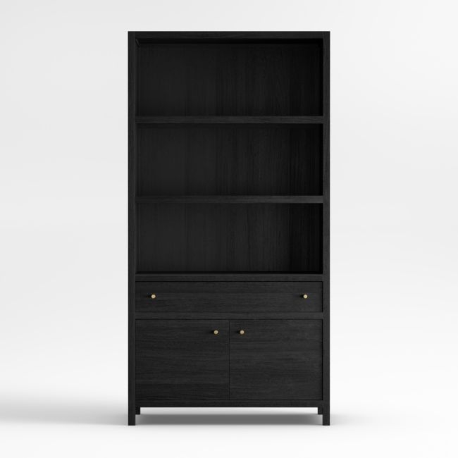 Keane 40" Black Wood Storage Bookcase - Image 0