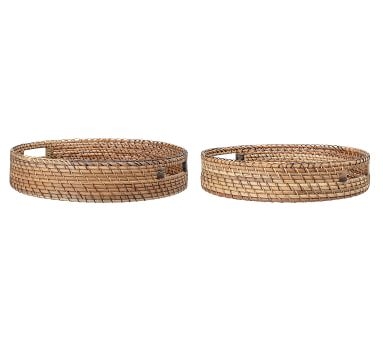 Simone Rattan Round Tray With Handles, Set of 2 - Image 1
