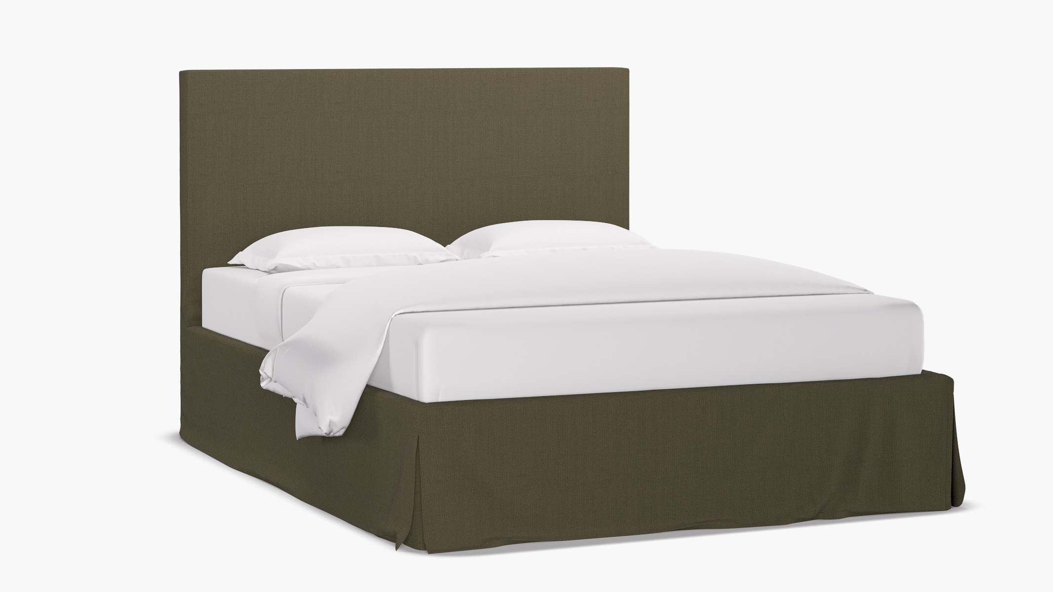 Slipcovered Bed, Olive Everyday Linen, Queen - Image 1