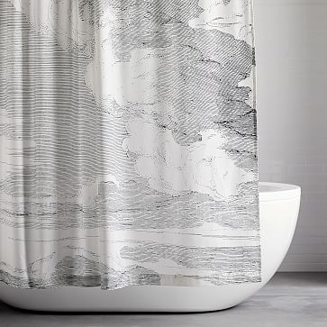 Clouds Shower Curtain, Charcoal, 72"x74" - Image 0