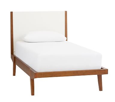 west elm x pbk Modern Lacquer Bed, Twin, Pecan/White, In-Home Delivery - Image 0