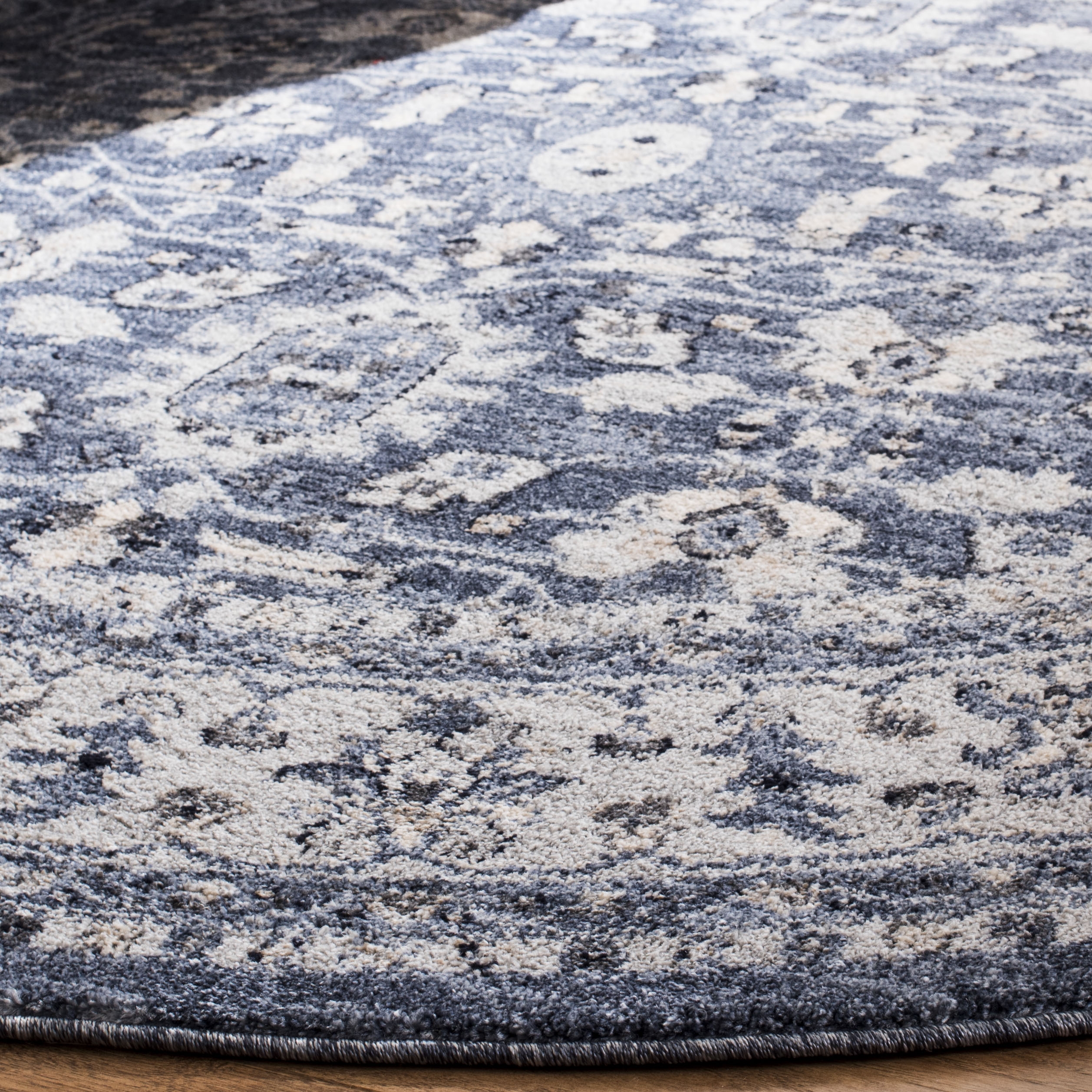 Arlo Home Woven Area Rug, CHL412N, Navy/Cream,  6' 7" X 6' 7" Round - Image 2