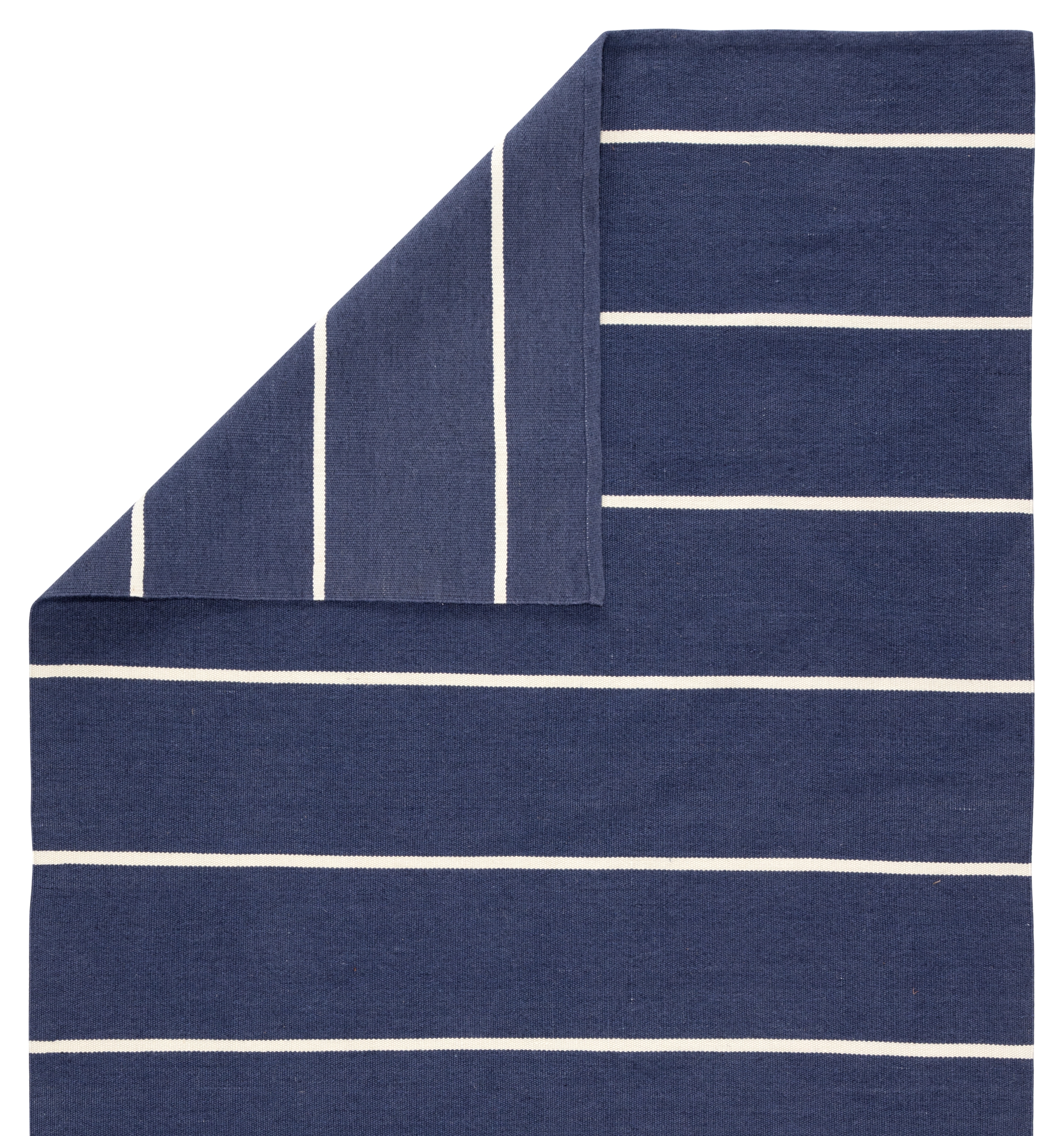 Corbina Indoor/ Outdoor Stripe Dark Blue/ Ivory Area Rug (8'10"X11'9") - Image 2