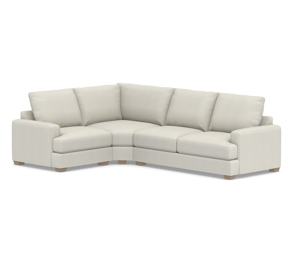 Canyon Square Arm Upholstered Right Arm 3-Piece Wedge Sectional, Down Blend Wrapped Cushions, Performance Heathered Basketweave Dove - Image 0