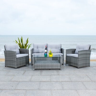 4 Piece Rattan Sofa Seating Group with Cushions - Image 0