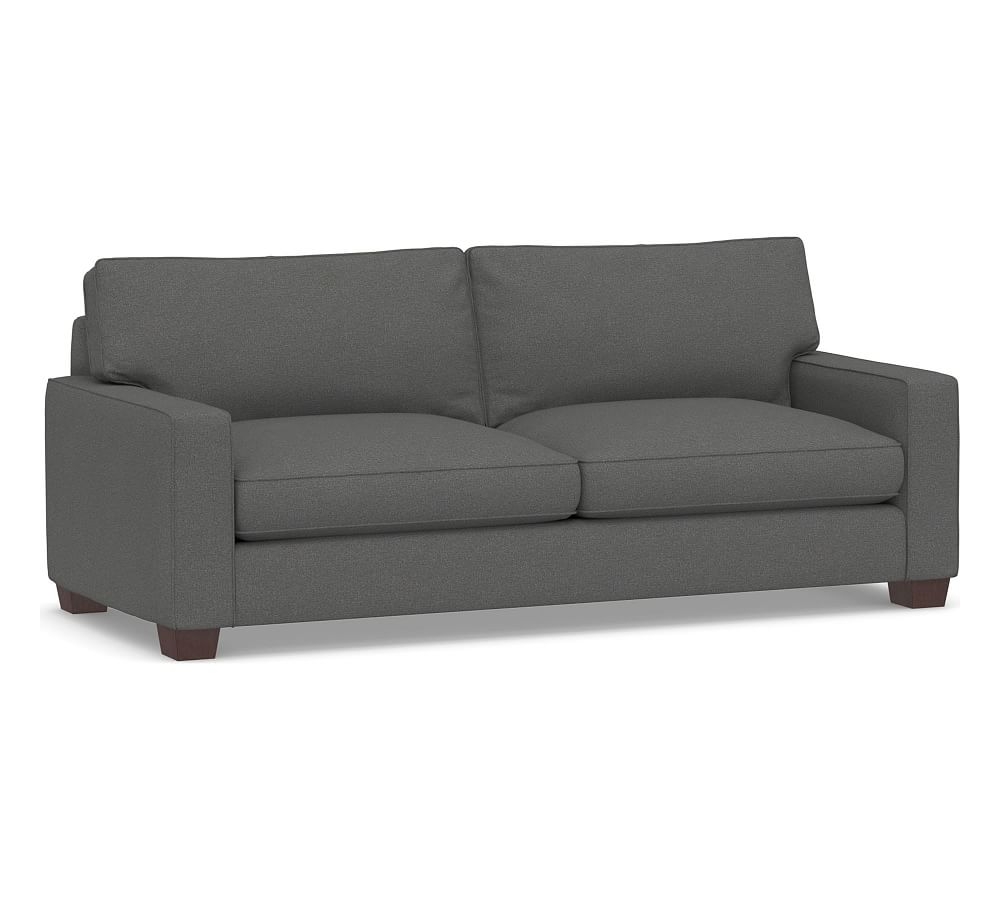 PB Comfort Square Arm Upholstered Grand Sofa 87", Box Edge Down Blend Wrapped Cushions, Park Weave Charcoal - Image 0