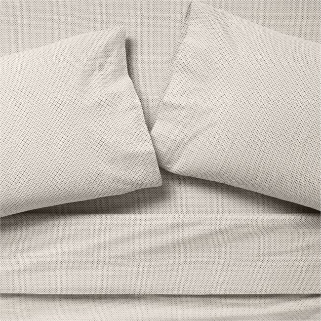 Favorite Washed Organic Cotton Natural Taupe and Midnight Navy Diamond Printed King Bed Sheet Set - Image 0