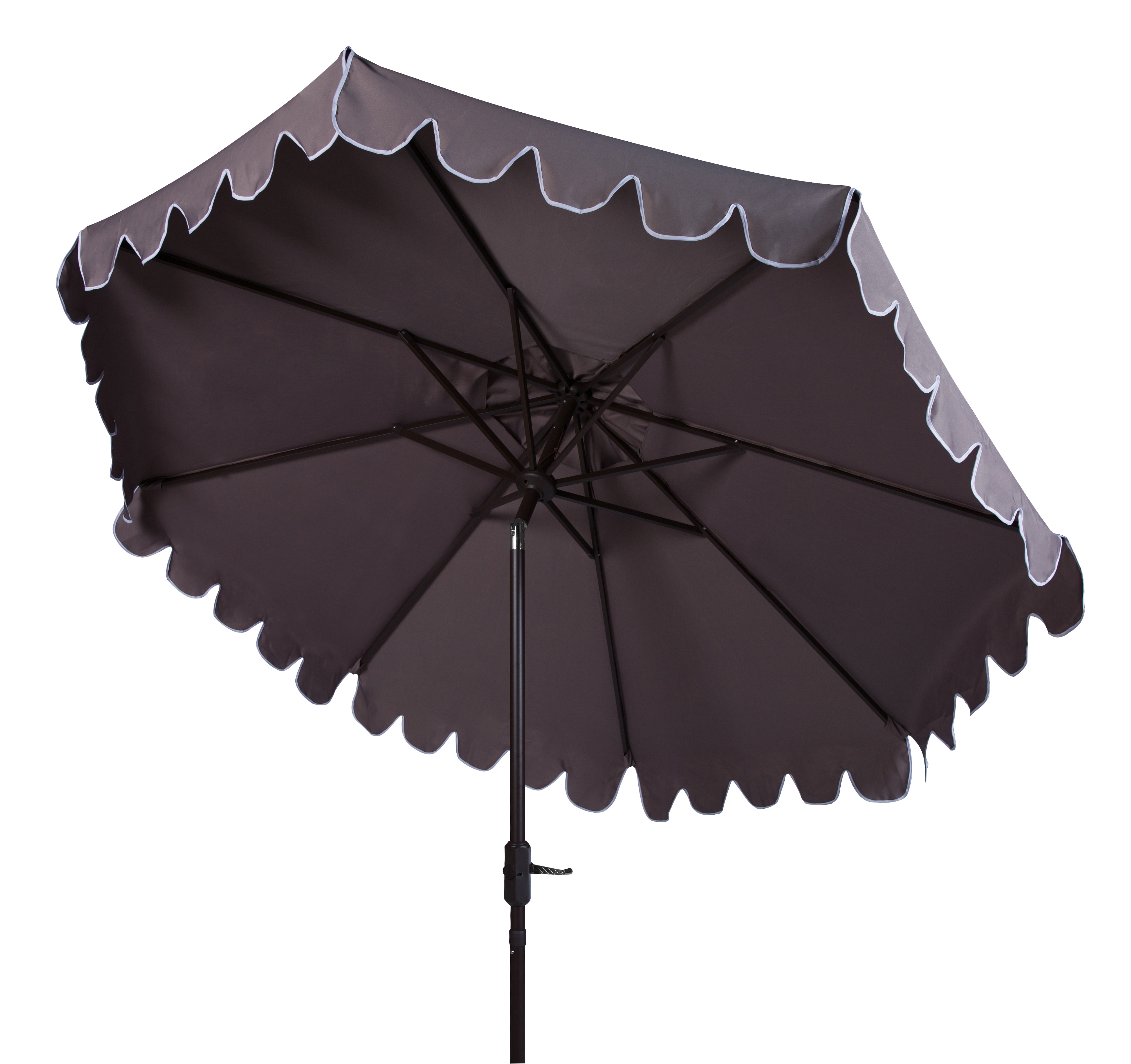 Venice Single Scallop 9Ft Crank Outdoor Push Button Tilt Umbrella - Taupe/White - Arlo Home - Image 1