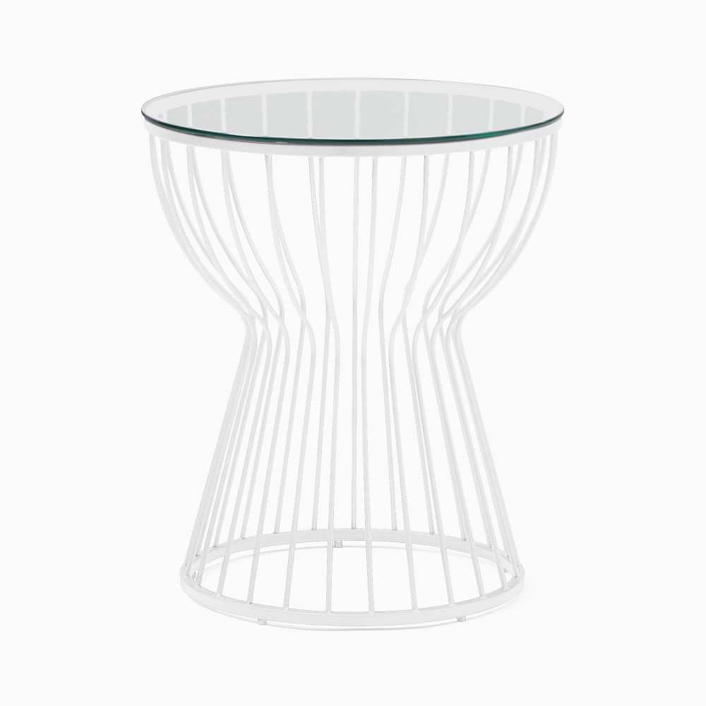 Pillar Glass/White Round Side Table - Image 0