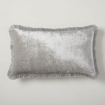 Lush Velvet Fringe Pillow Cover, Dusty Blush, 12"x21" - Image 2