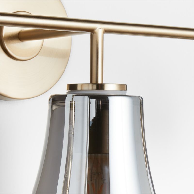 Arren Brass 3-Light Wall Sconce with Silver Teardrop Shades - Image 3