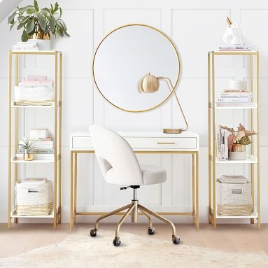 Andie Swivel Desk Chair, Performance Everyday Velvet Ivory - Image 5