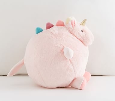 Round Unicorn Pillow, 9 Inch Diameter, Light Pink - Image 2