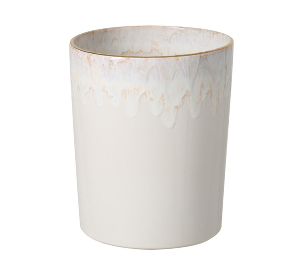 Casafina Taormina Stoneware Waste Basket, White and Gold - Image 0