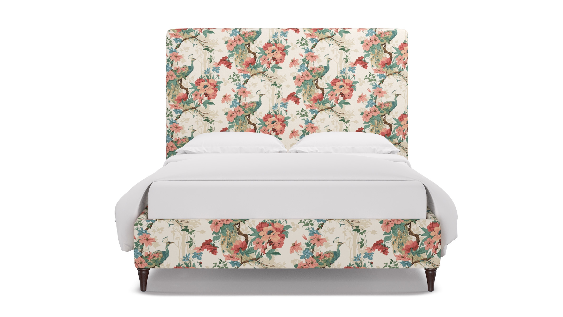 Classic Bed, Rose Peacock Park, Espresso Decorative Tapered Leg, Queen - Image 0