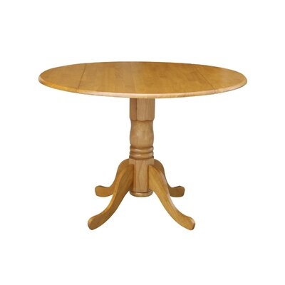 Boothby Drop Leaf Rubberwood Solid Wood Pedestal Dining Table - Image 0