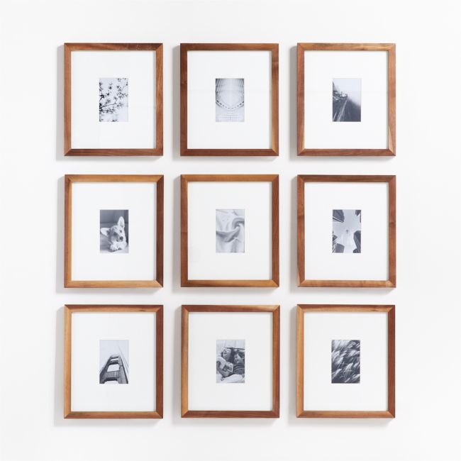 9-Piece Walnut Wood 4x6 Gallery Wall Frame Set - Image 0