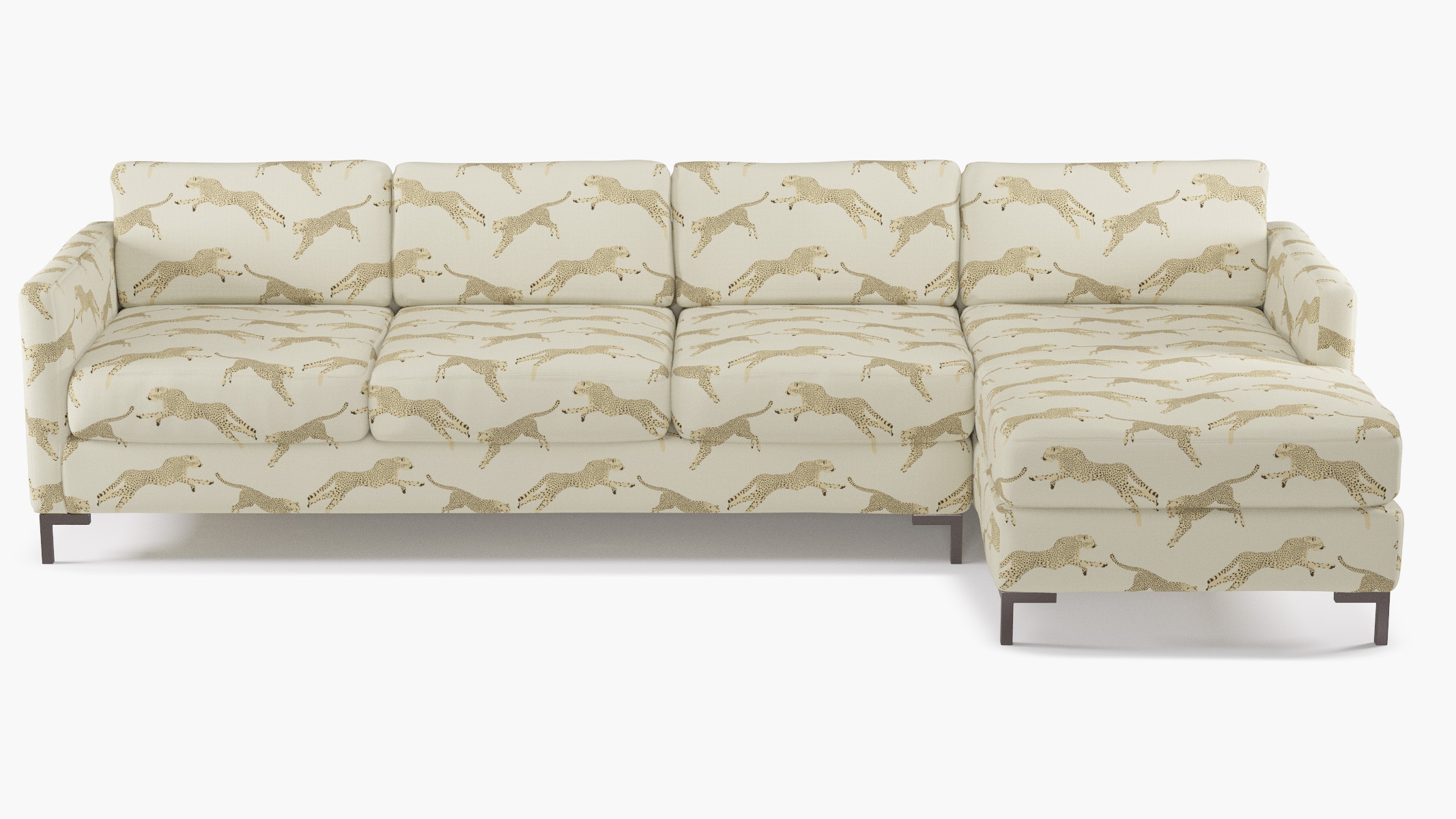Modern Sectional, Right Facing, Desert Cheetah, Bronze L Leg - Image 0