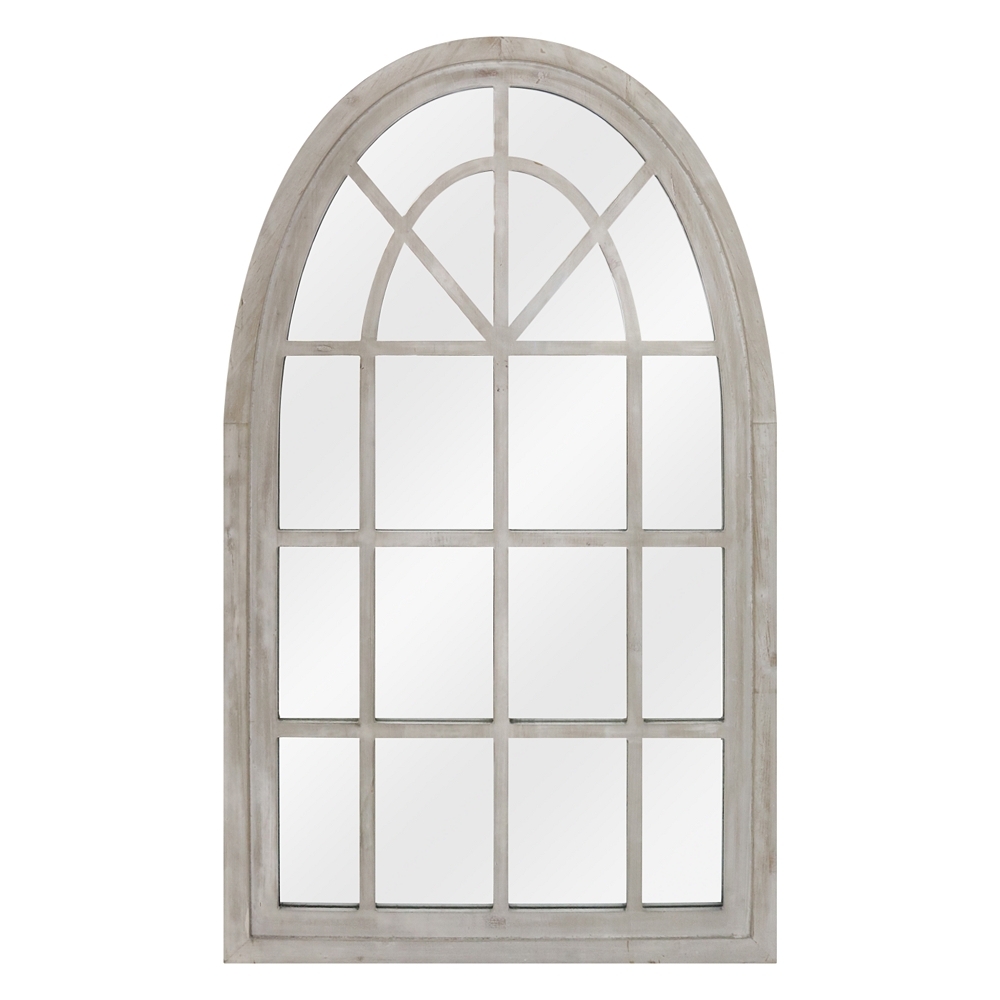 Rebounding White-Washed Wood 24" x 41" Arch Wall Mirror - Style # 81R51 - Image 0