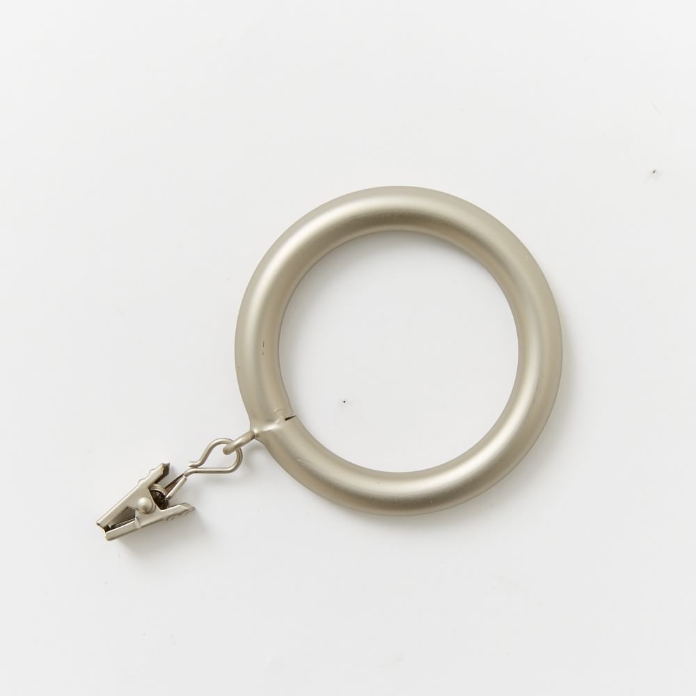 Oversized Metal Curtain Rings with Clips, Brushed-Metal, Set of 7 - Image 0