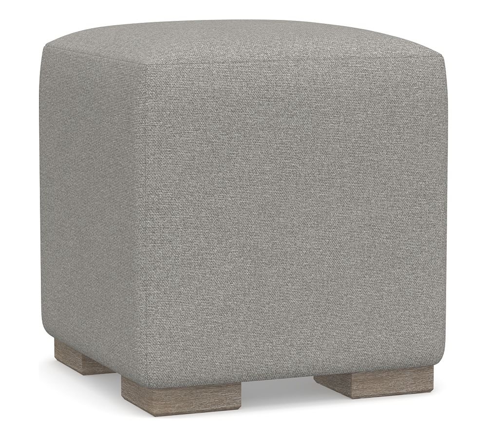 Universal Upholstered Cube, Performance Heathered Basketweave Platinum - Image 0