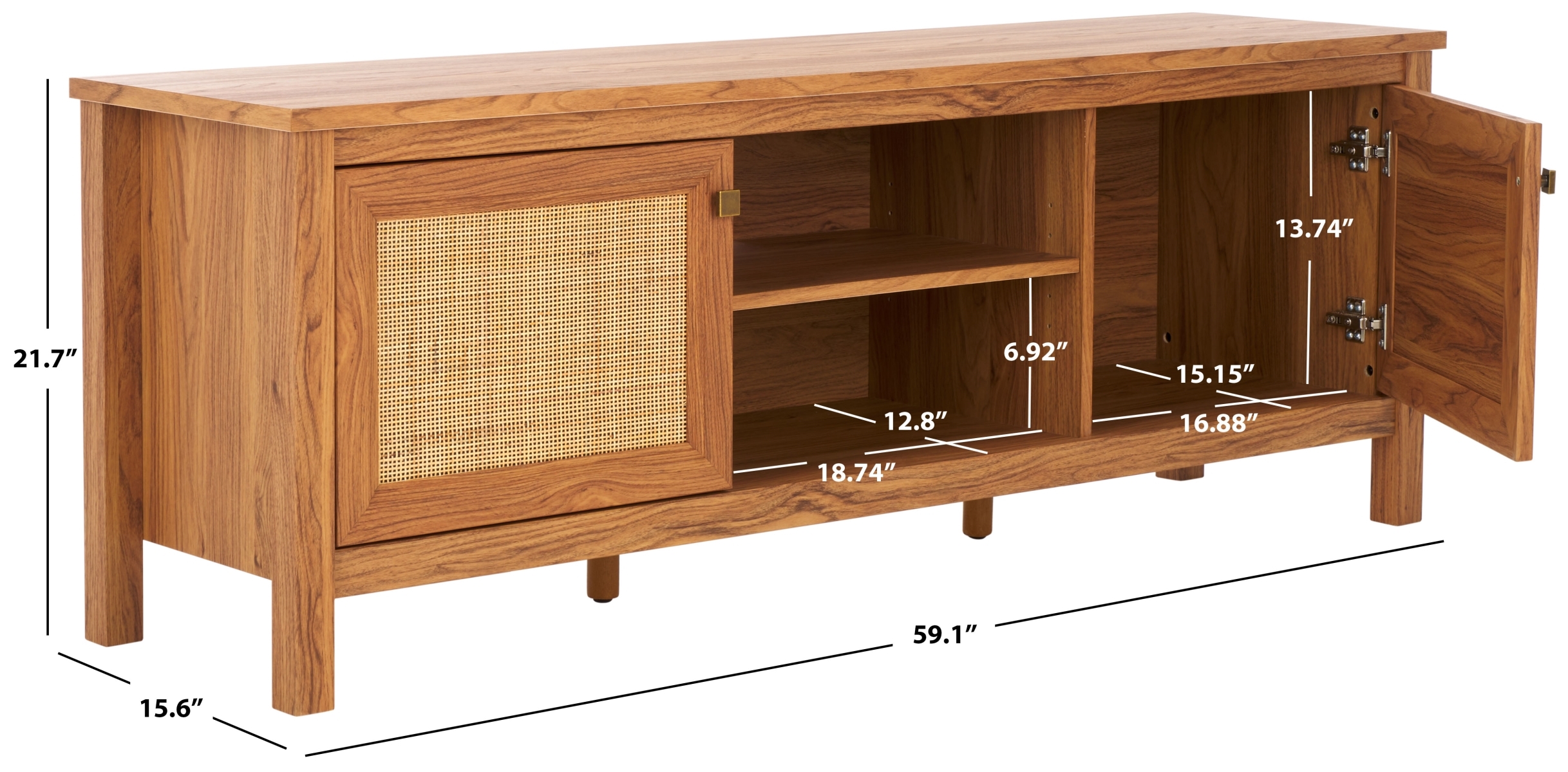 Evane 2 Door Media Stand - Oak / Natural - Safavieh - Image 9