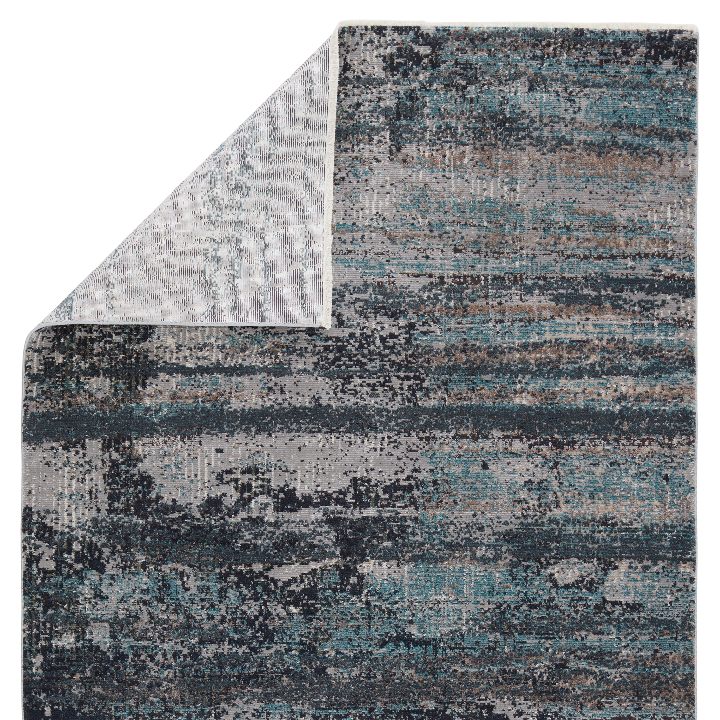 Vibe by Aubra Abstract Teal/ Gray Runner Rug (2'6"X12') - Image 2