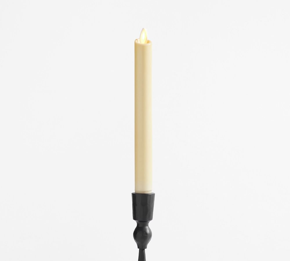 Premium Flickering Flameless Wax Taper Candle, Single, 8" - Natural - Image 0