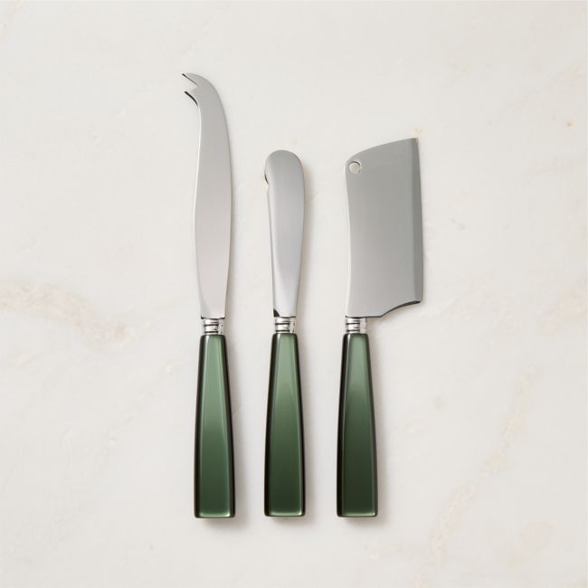 Sabre Paris Icone Green 3-Piece Cheese Knife Set - Image 0