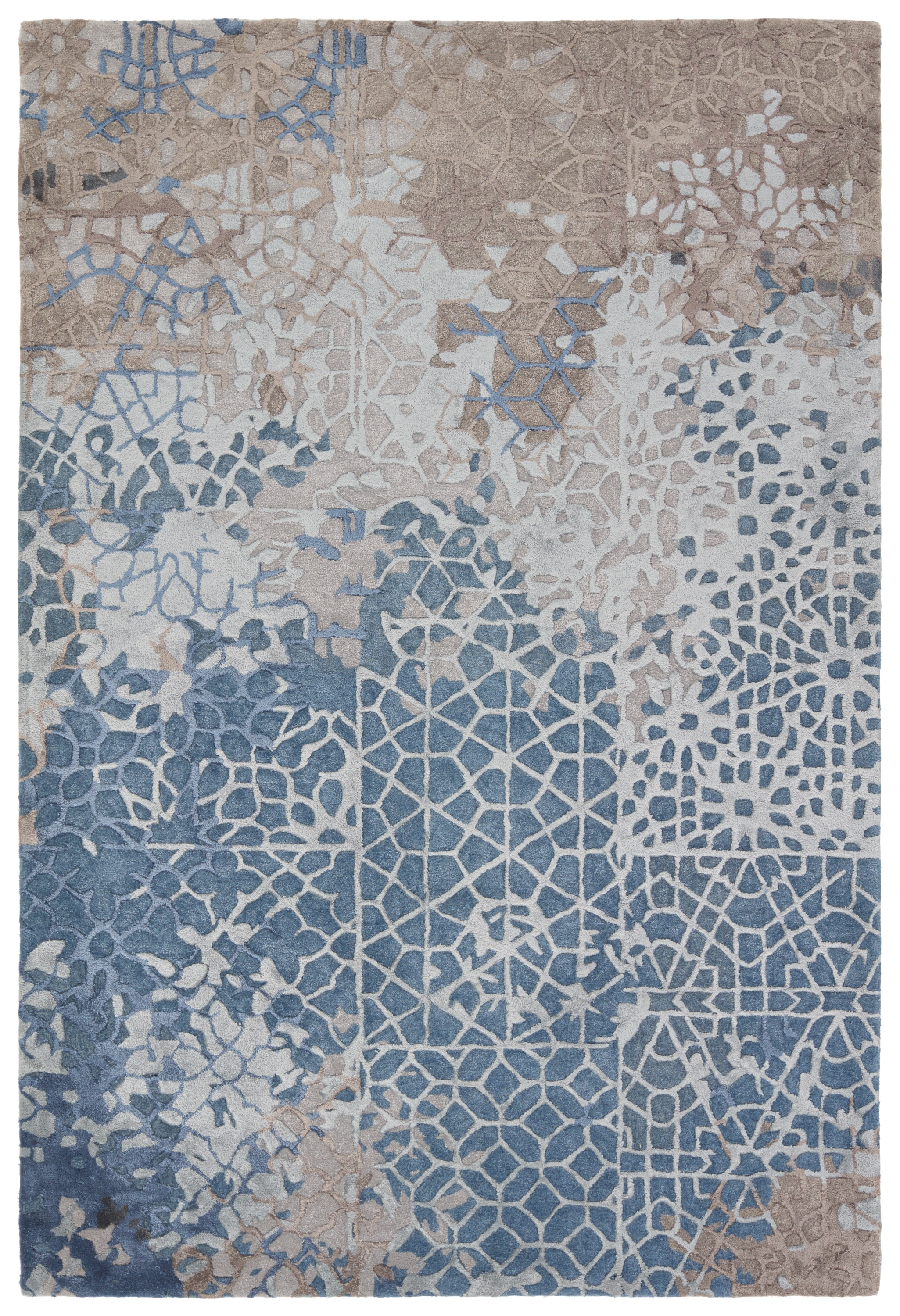 Sahaj FRG11 Handmade Abstract Blue and Gray Area Rug (8'x10') - Image 0
