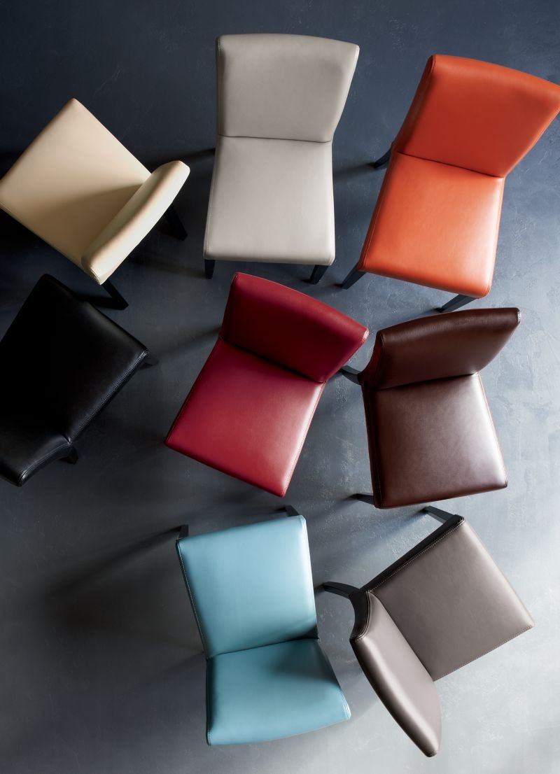 Lowe Smoke Grey Leather Dining Chair with Ebony Wood Legs - Image 3