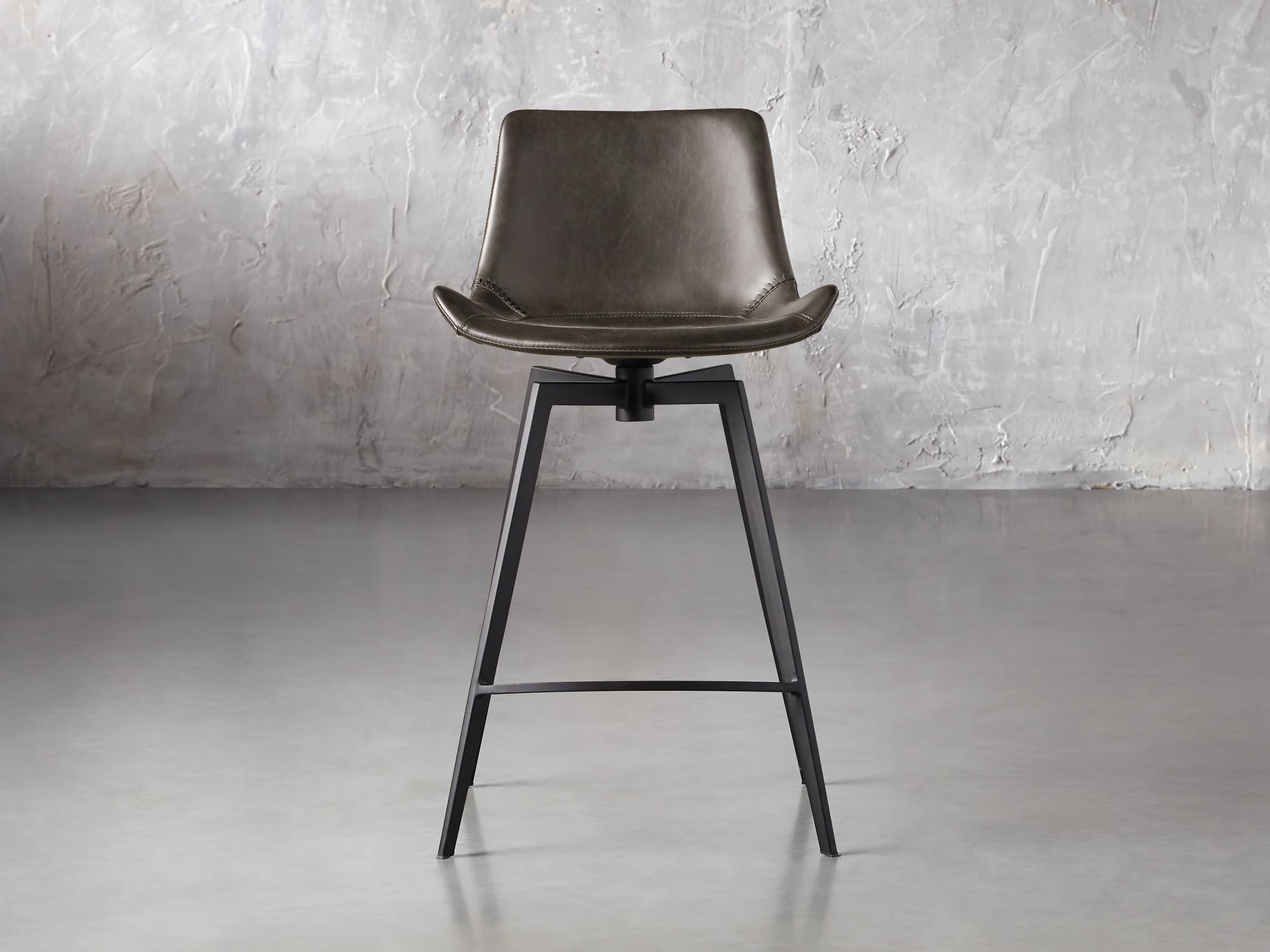 Gage Swivel Stool Faux Leather in Black  Carbon/Counter - Image 0
