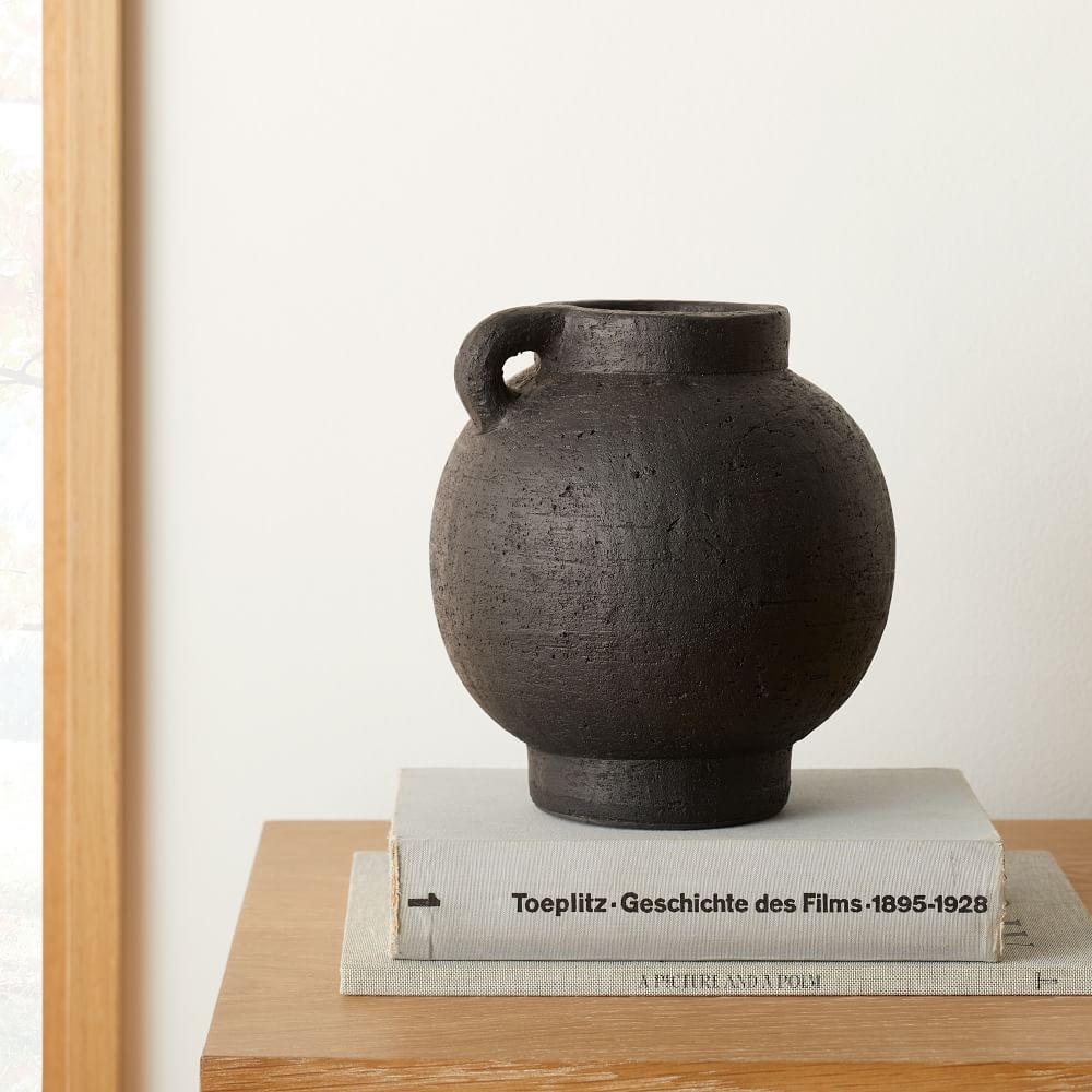 Deco Terracotta Vase, Black, Small - Image 0