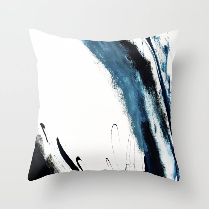 Reykjavik: A Pretty And Minimal Mixed Media Piece In Black, White, And Blue Throw Pillow by Alyssa Hamilton Art - Cover (16" x 16") With Pillow Insert - Indoor Pillow - Image 0