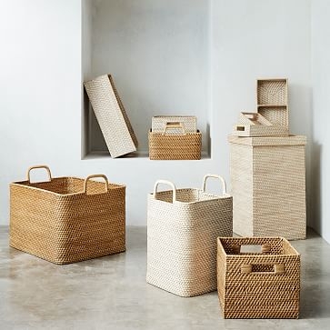 Modern Weave Tall Handle Basket, Natural - Image 2