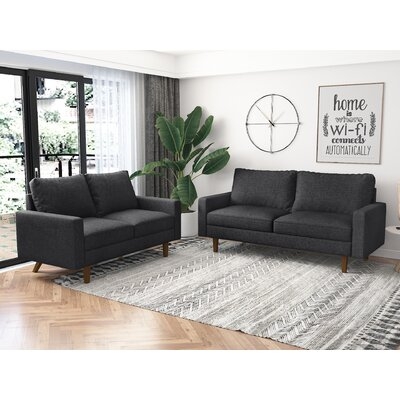 Linen Square Arm Sectional Sofa Living Room Sets 58" Wide  Loveseat, 70" Wide Sofa - Image 0