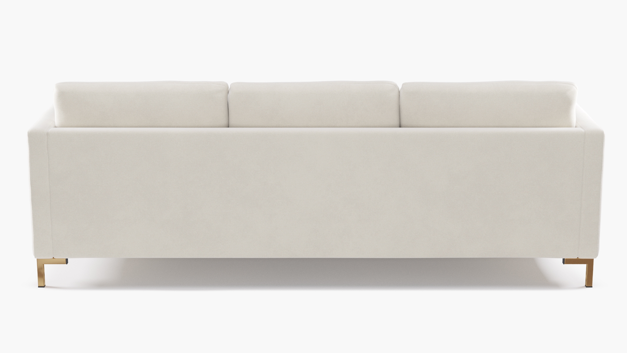 Modern Sofa, White Classic Velvet, Brass - Image 3