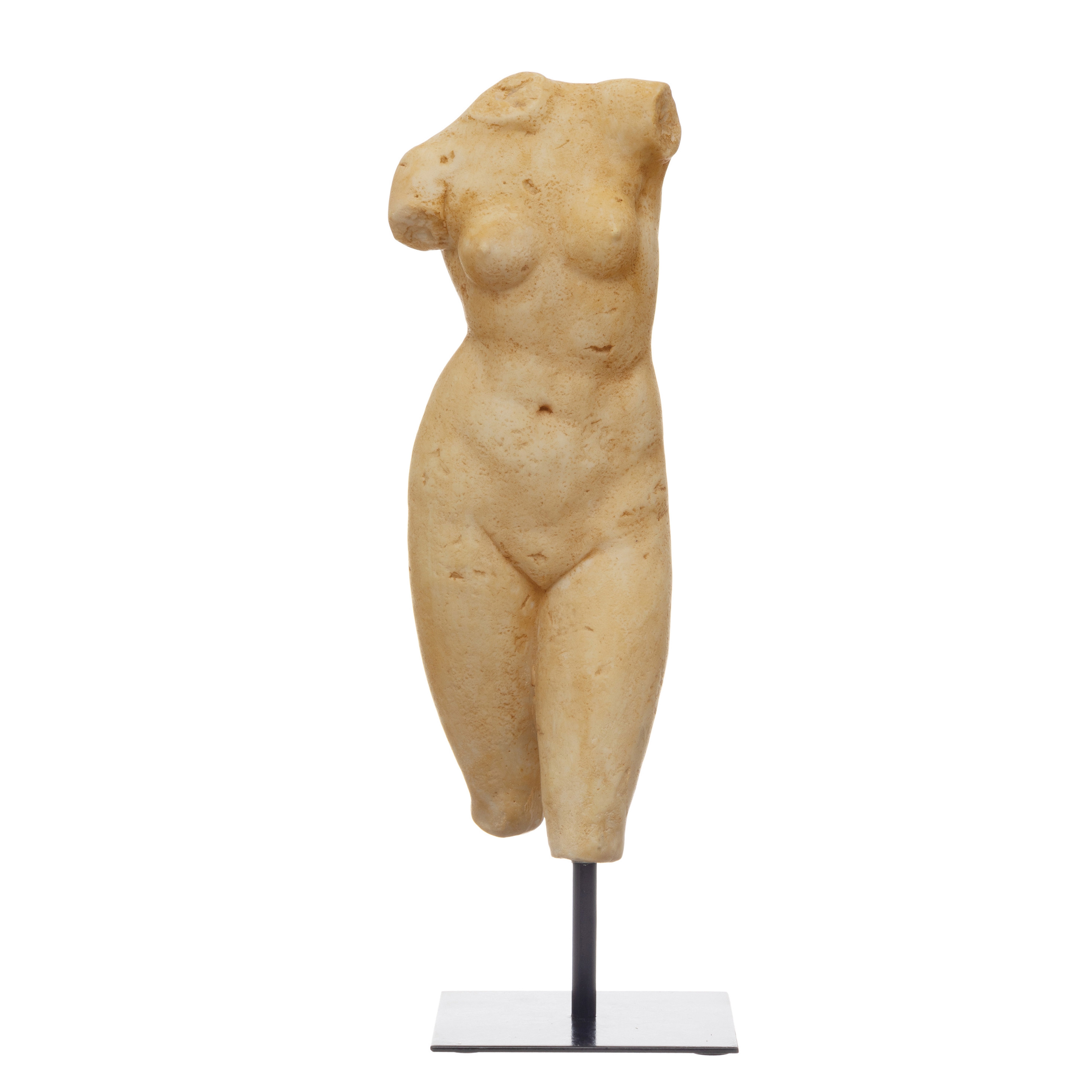 Resin Female Body Figure on Metal Stand, Plaster Finish - Image 0