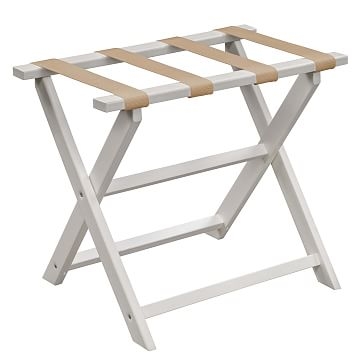 White ECO Straight Leg Luggage Rack with 4 Pink Nylon Straps - Image 2