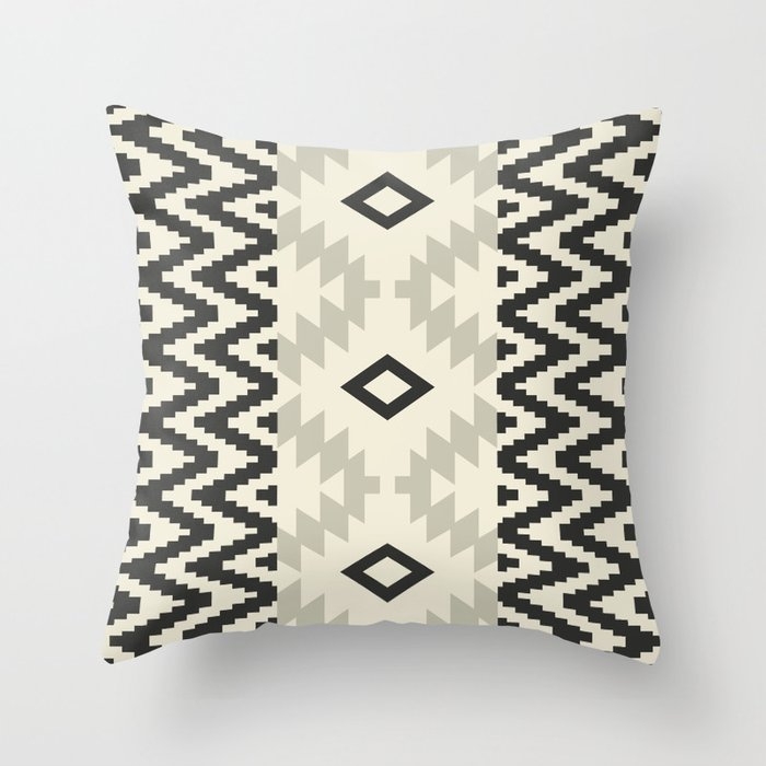 Ion In Cream And Black Throw Pillow by House Of Haha - Cover (18" x 18") With Pillow Insert - Outdoor Pillow - Image 0