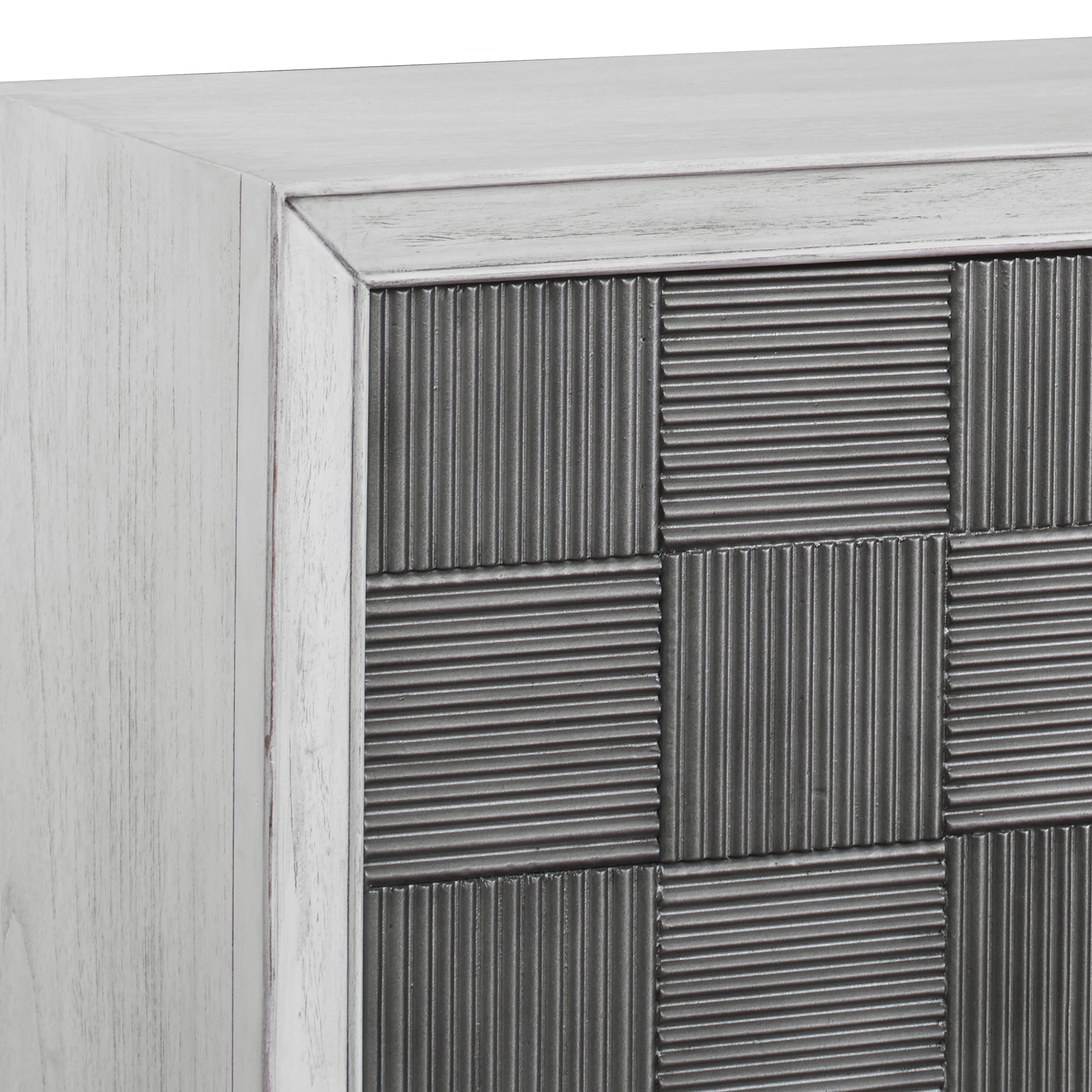 Checkerboard 4 Door Gray Cabinet - Image 5
