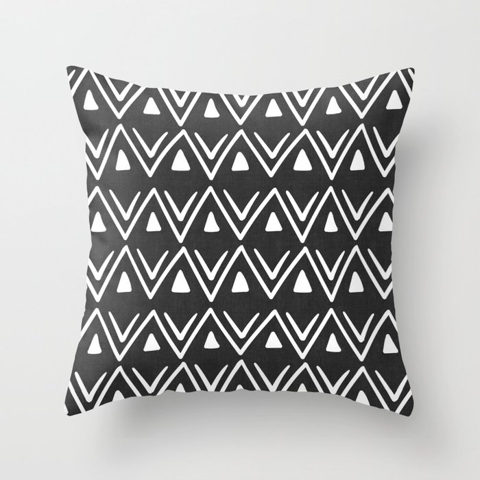 Etched Zig Zag Pattern In Black And White Throw Pillow by House Of Haha - Cover (20" x 20") With Pillow Insert - Outdoor Pillow - Image 0