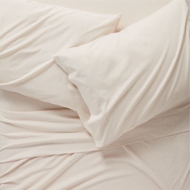 Comfy Tee Beige Organic Cotton Jersey Kids Full Sheet Set - Image 0