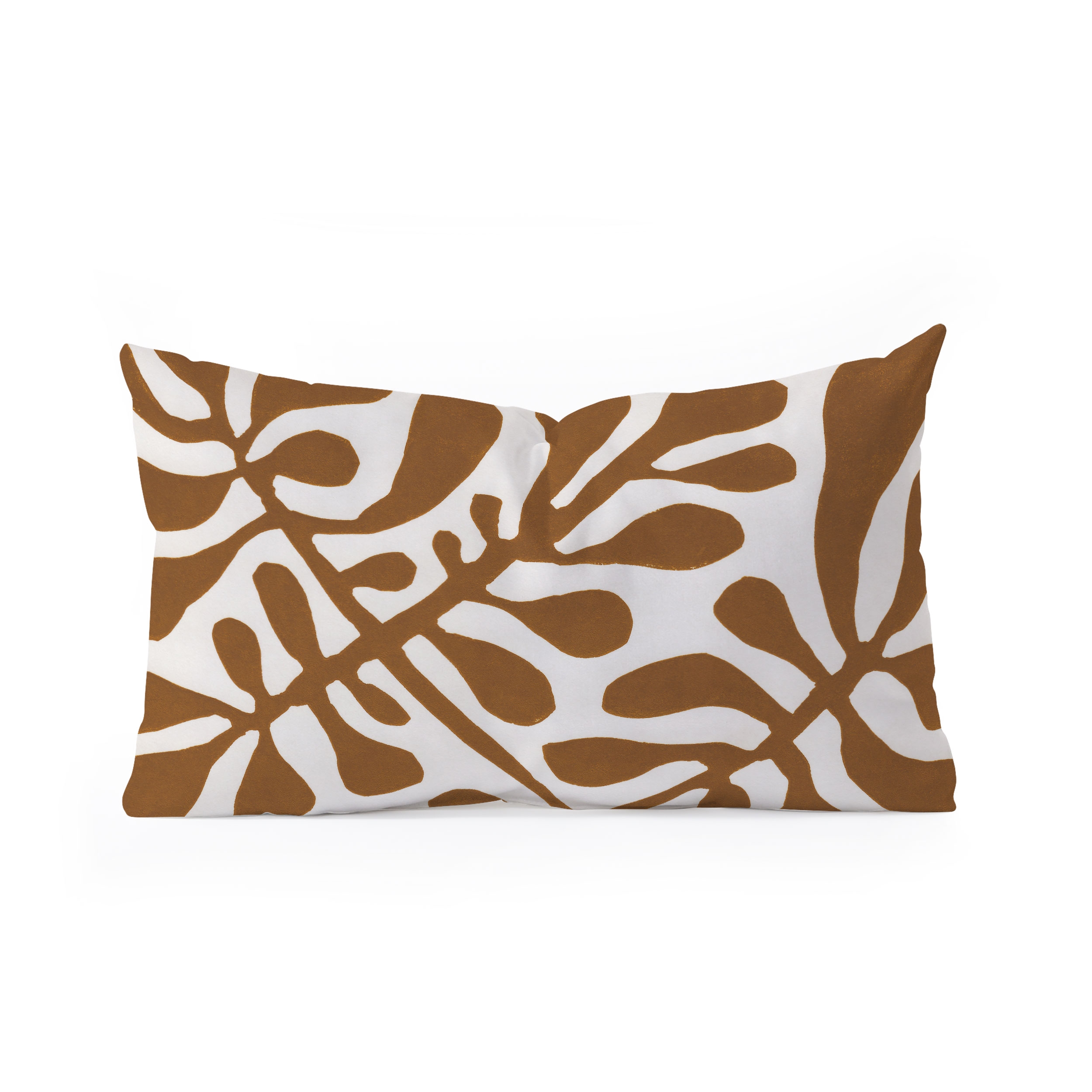 Linocut Plant 2 by Alisa Galitsyna - Oblong Throw Pillow 26" x 16" - Image 0