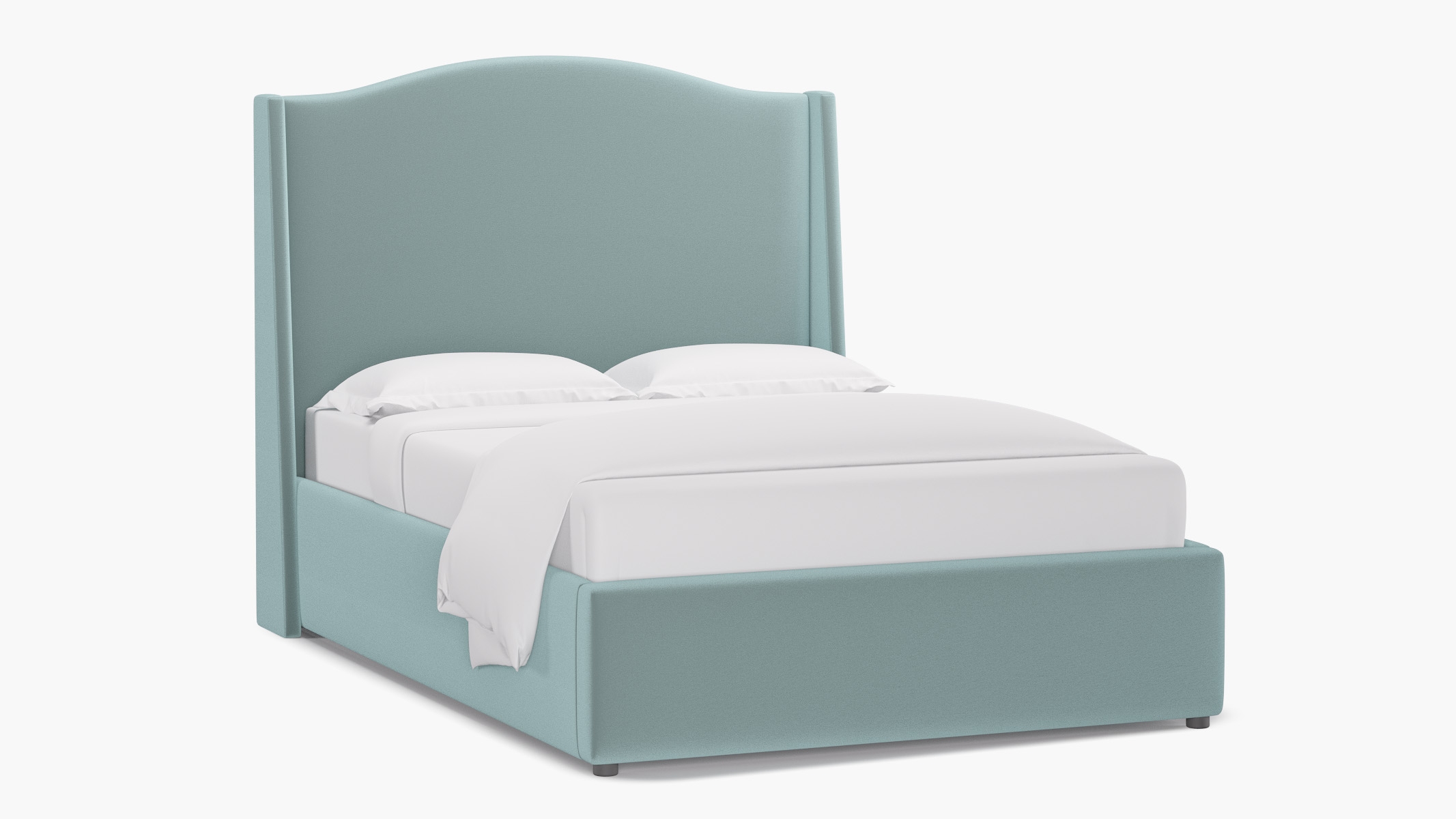 Curved Wingback Bed, Spa Performance Plush Velvet, Full - Image 1